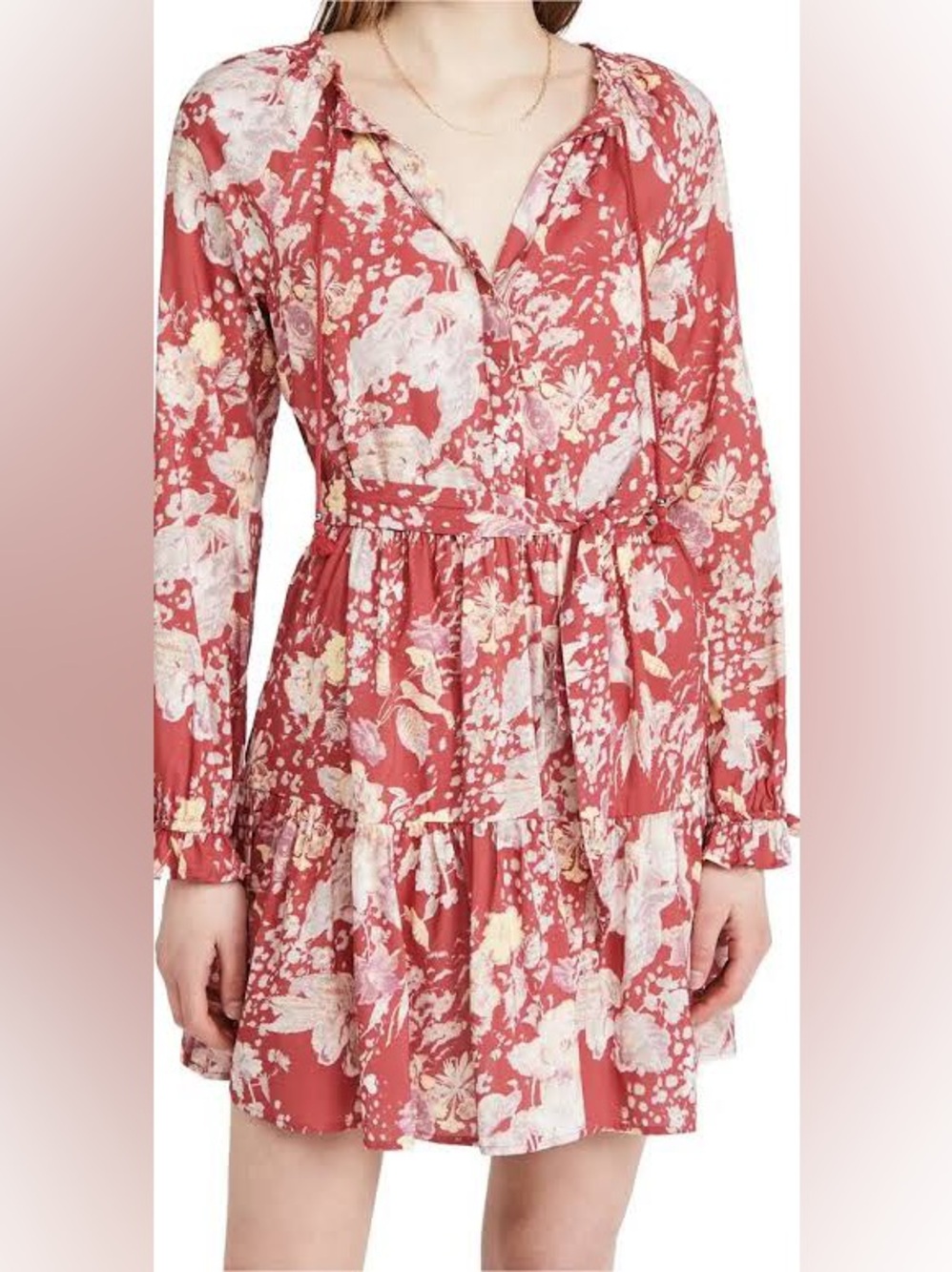 PAIGE Evanne Dress in Muted Red Multi Color